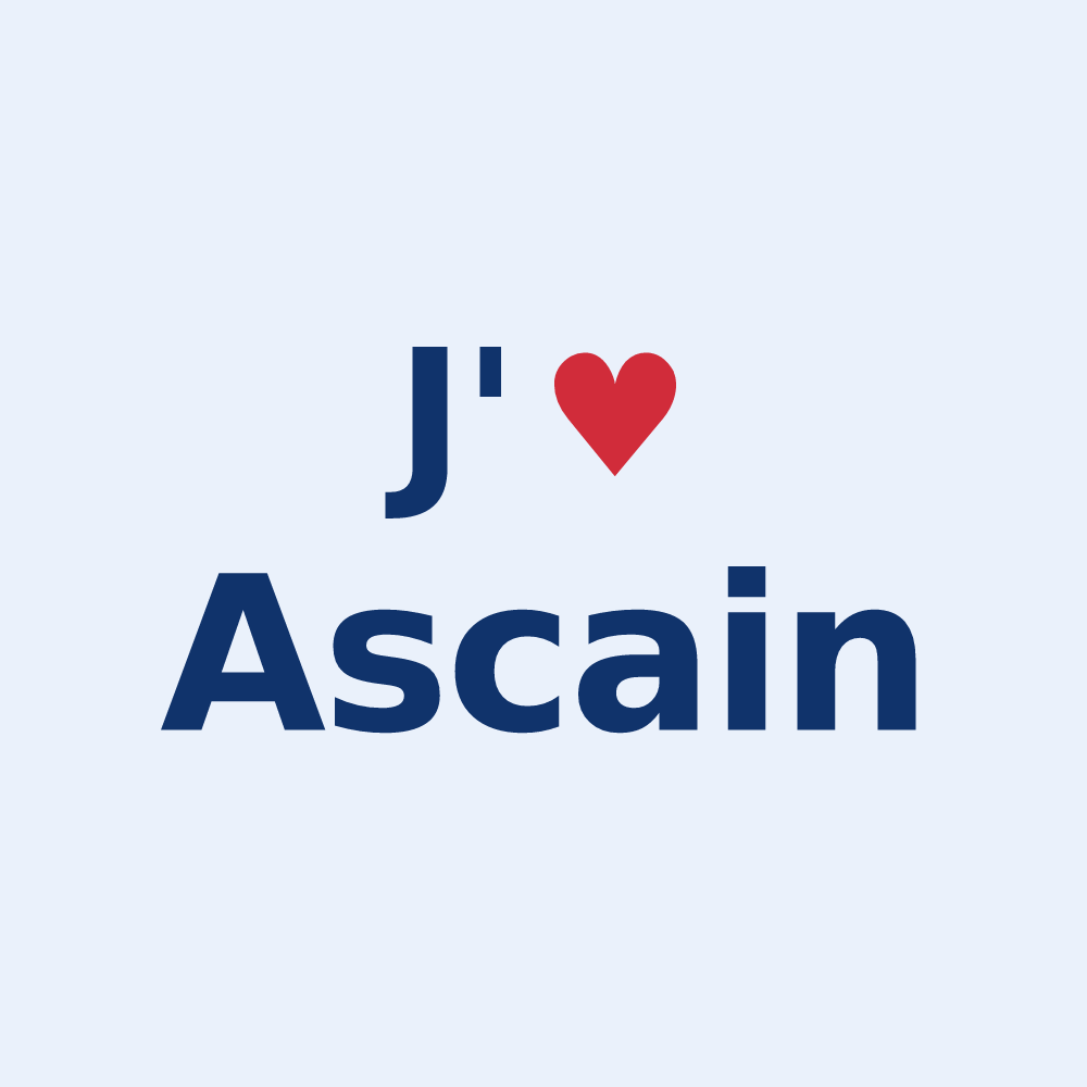 Sticker personnalisé Ascain — design « J'aime Ascain » imprimé sur le sticker
