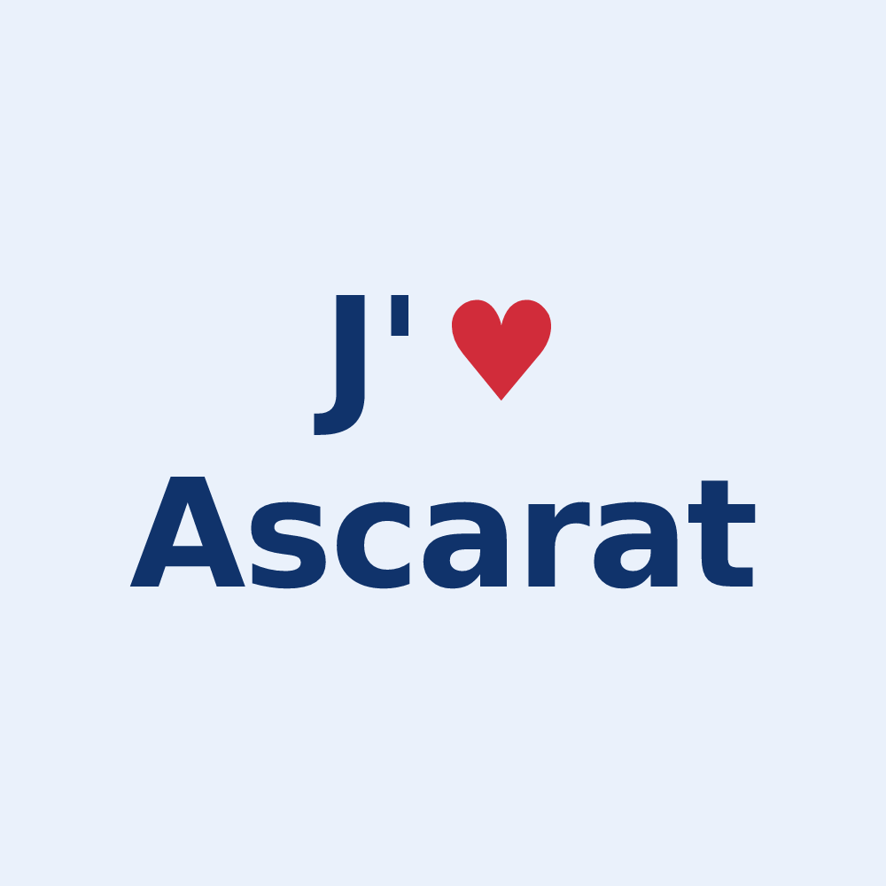 Sticker personnalisé Ascarat — design « J'aime Ascarat » imprimé sur le sticker