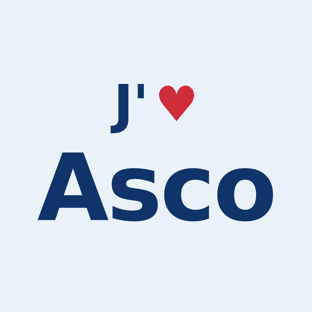 Sticker personnalisé Asco — design « J'aime Asco » imprimé sur le sticker