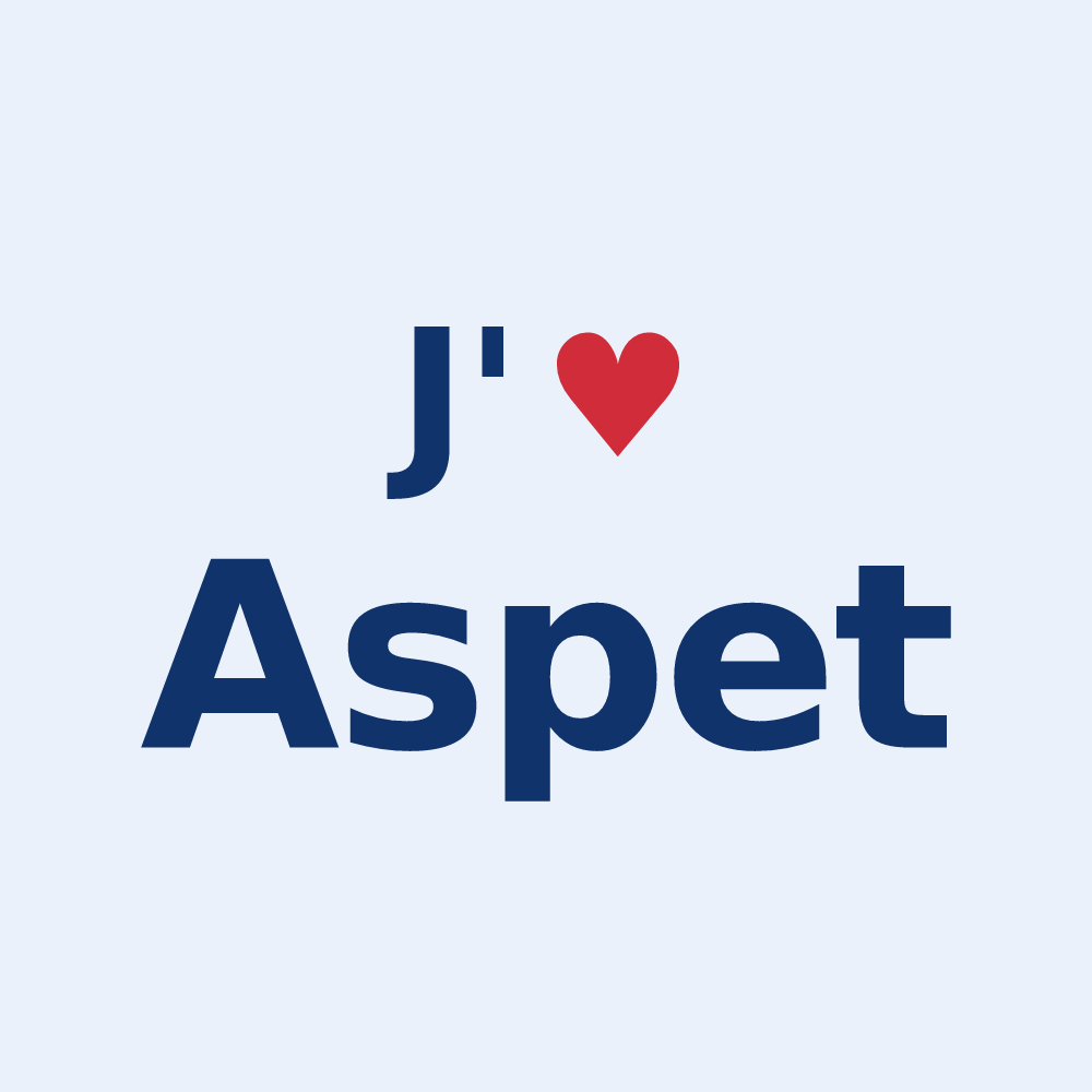 Sticker personnalisé Aspet — design « J'aime Aspet » imprimé sur le sticker