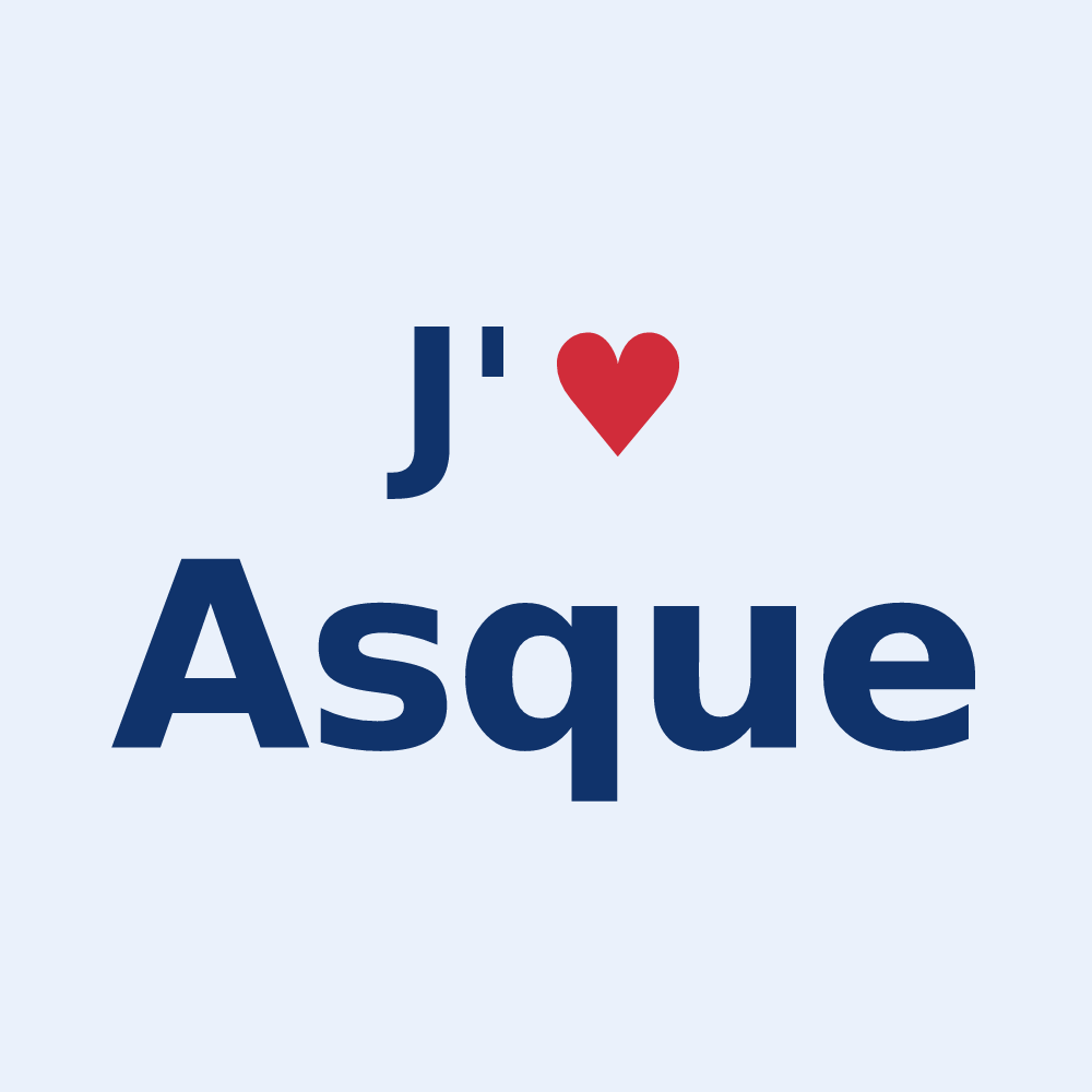 Sticker personnalisé Asque — design « J'aime Asque » imprimé sur le sticker