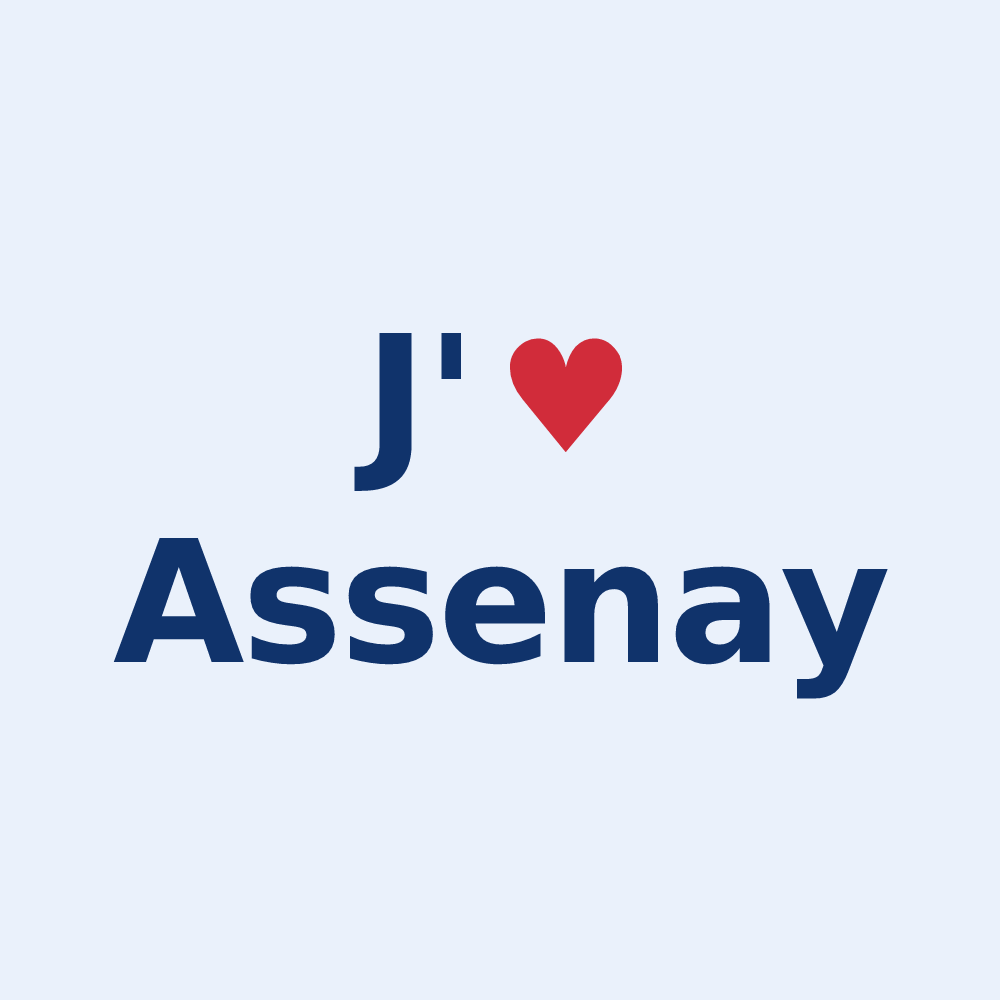 Sticker personnalisé Assenay — design « J'aime Assenay » imprimé sur le sticker