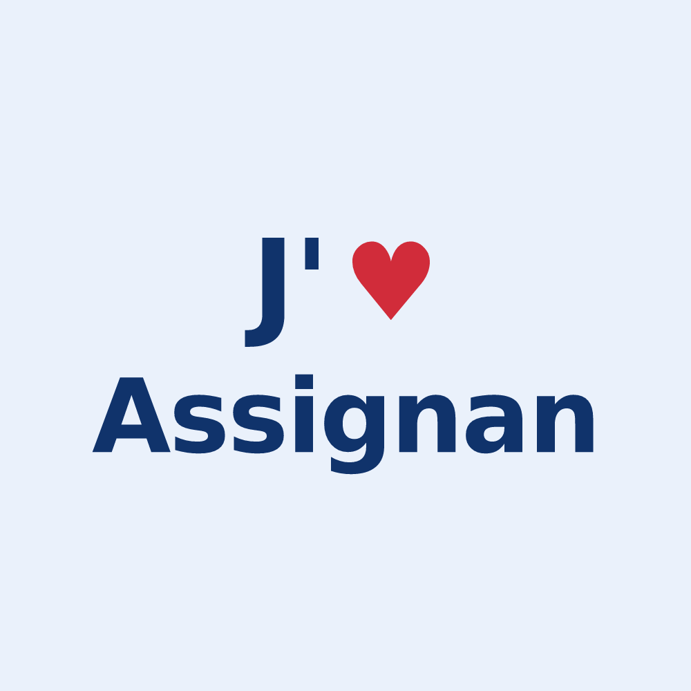 Sticker personnalisé Assignan — design J'aime Assignan