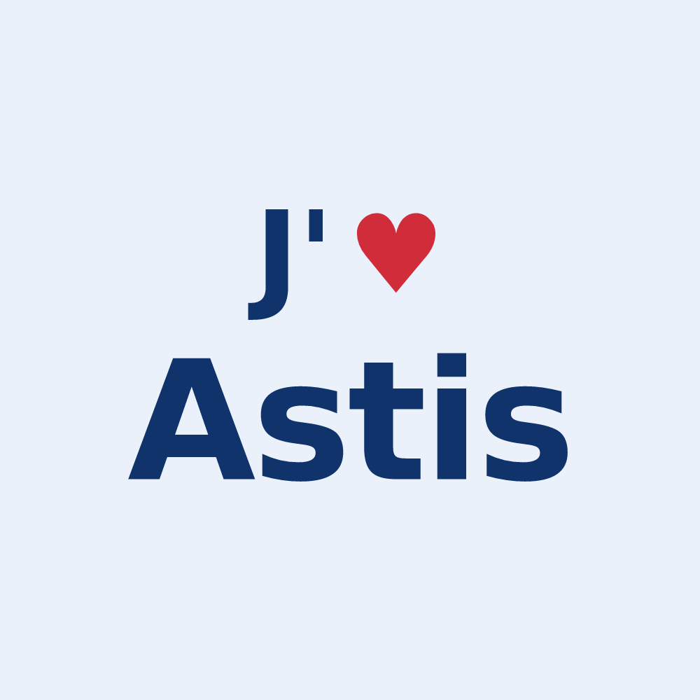 Sticker personnalisé Astis — design J'aime Astis