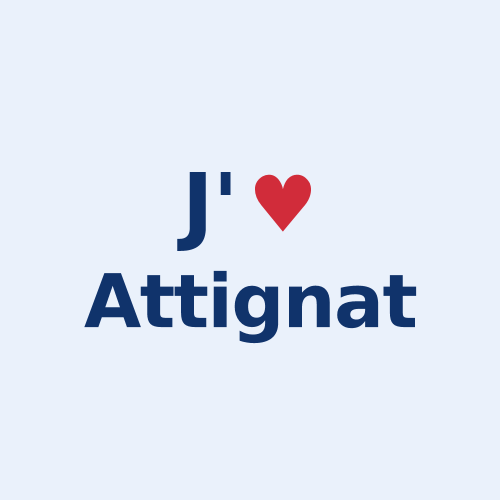 Sticker personnalisé Attignat — design J'aime Attignat