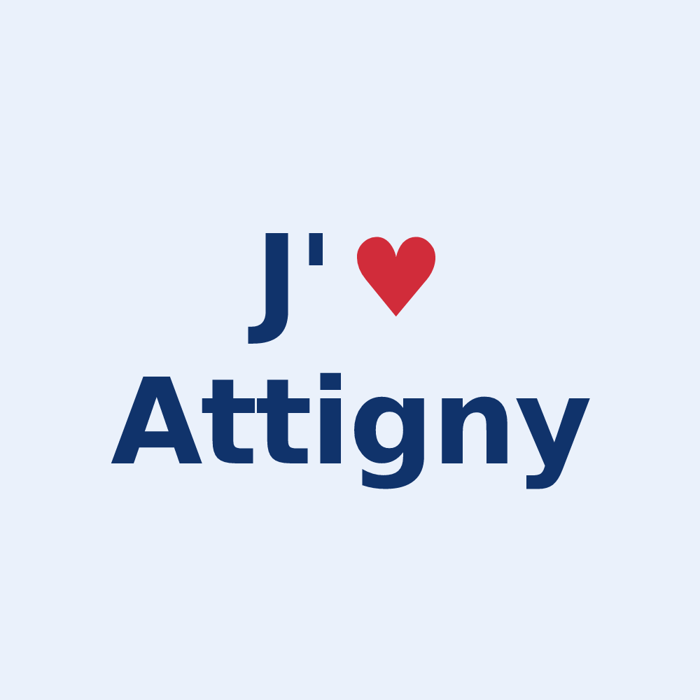 Sticker personnalisé Attigny — design J'aime Attigny