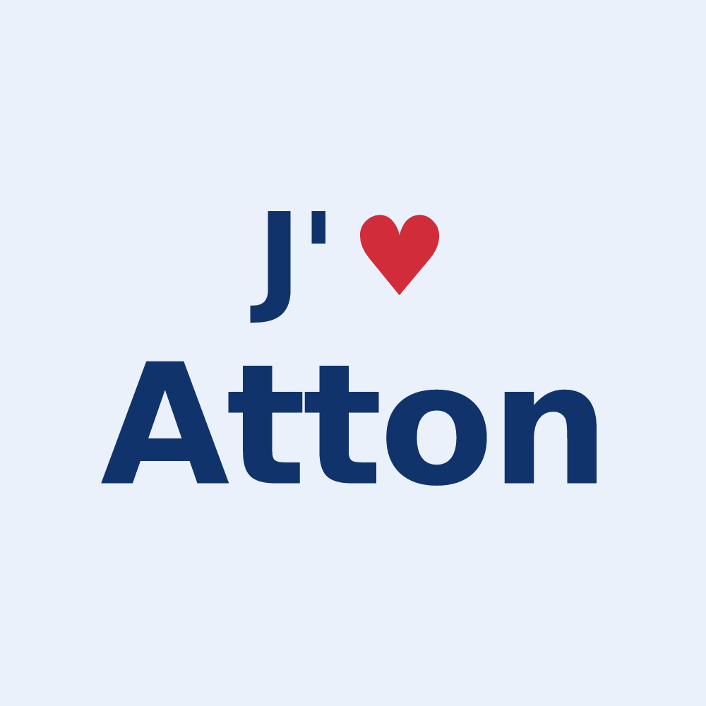 Sticker personnalisé Atton — design « J'aime Atton » imprimé sur le sticker