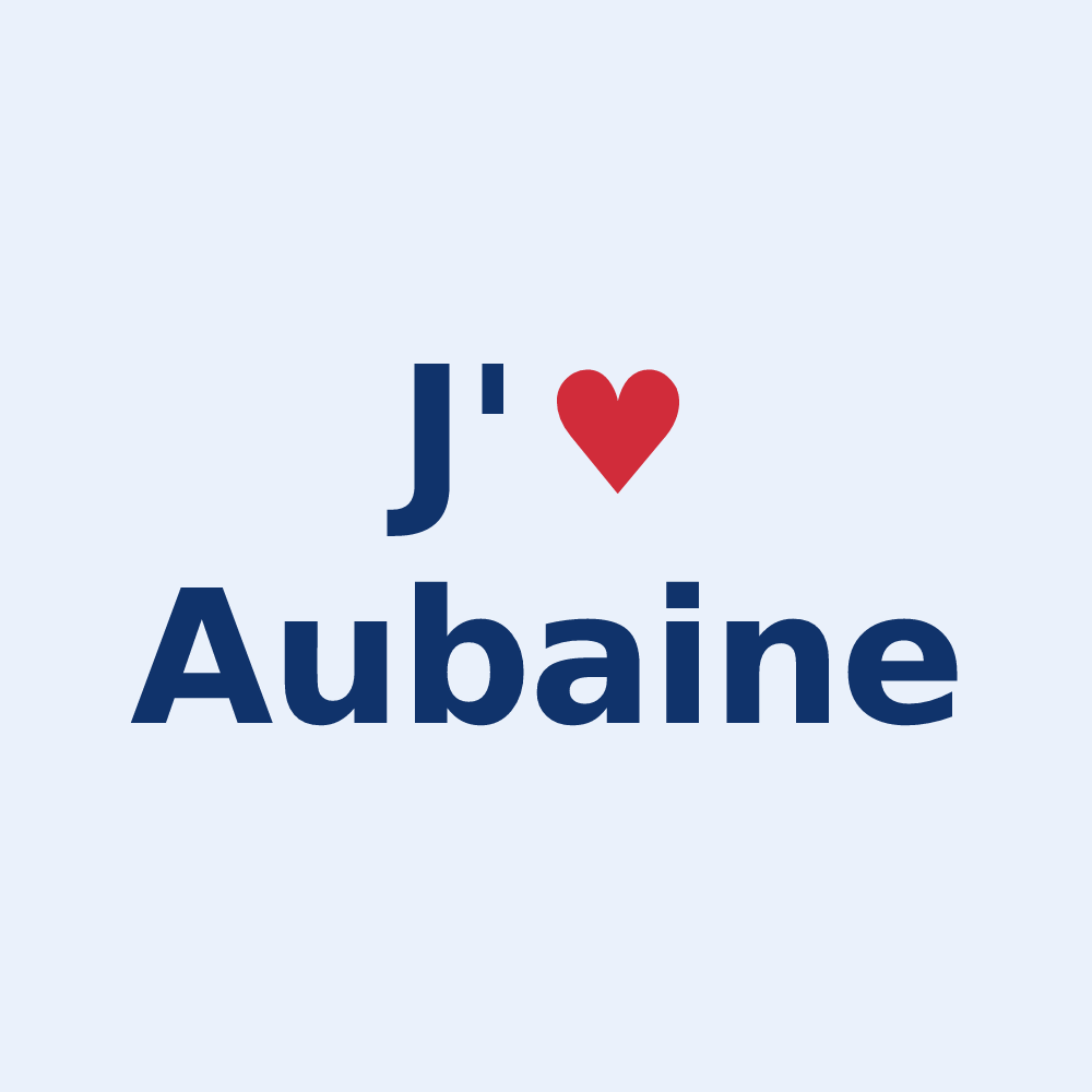 Sticker personnalisé Aubaine — design J'aime Aubaine