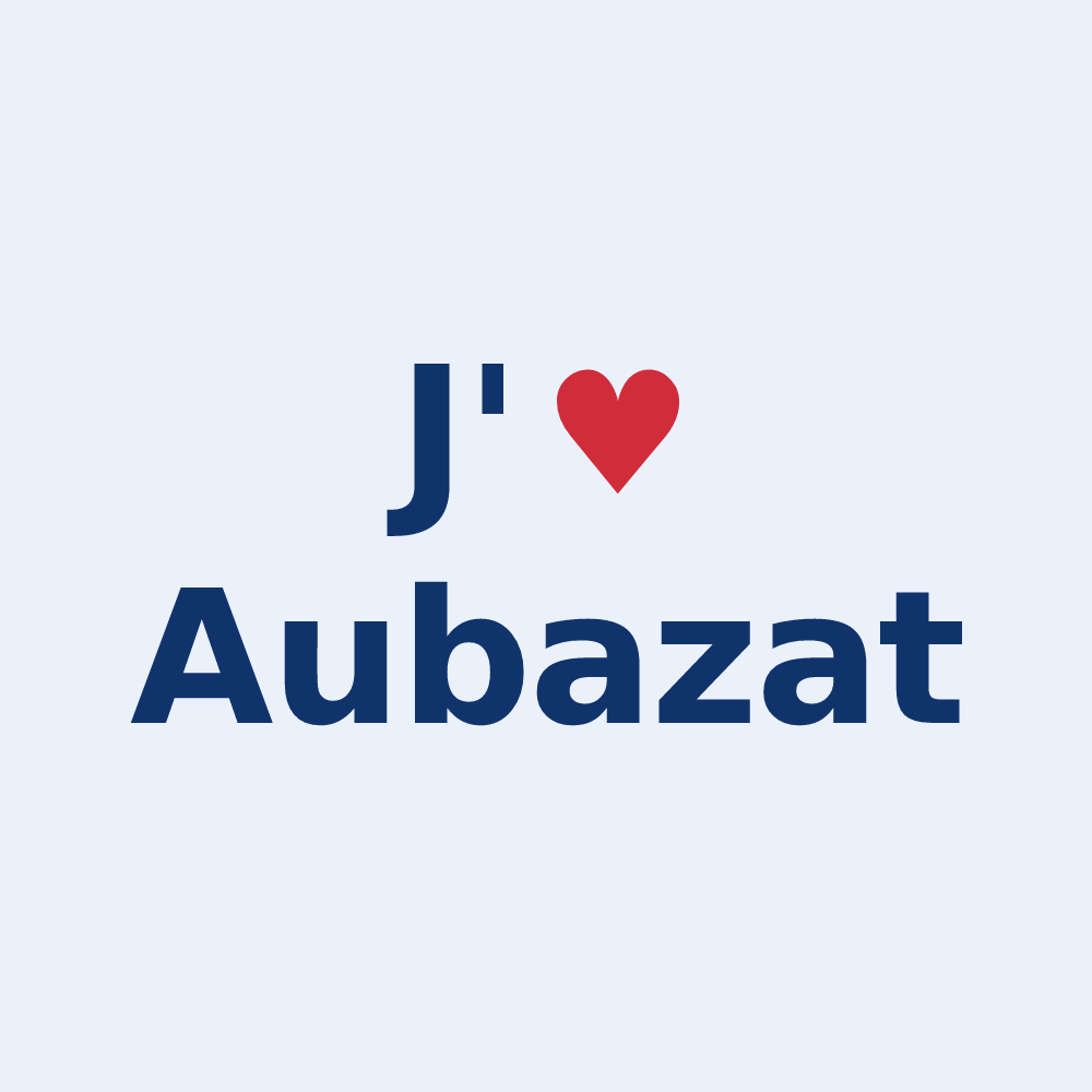 Sticker personnalisé Aubazat — design J'aime Aubazat