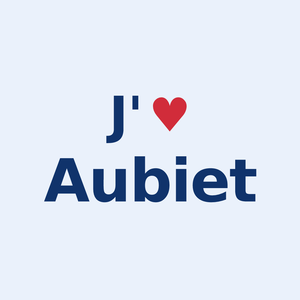Sticker personnalisé Aubiet — design « J'aime Aubiet » imprimé sur le sticker