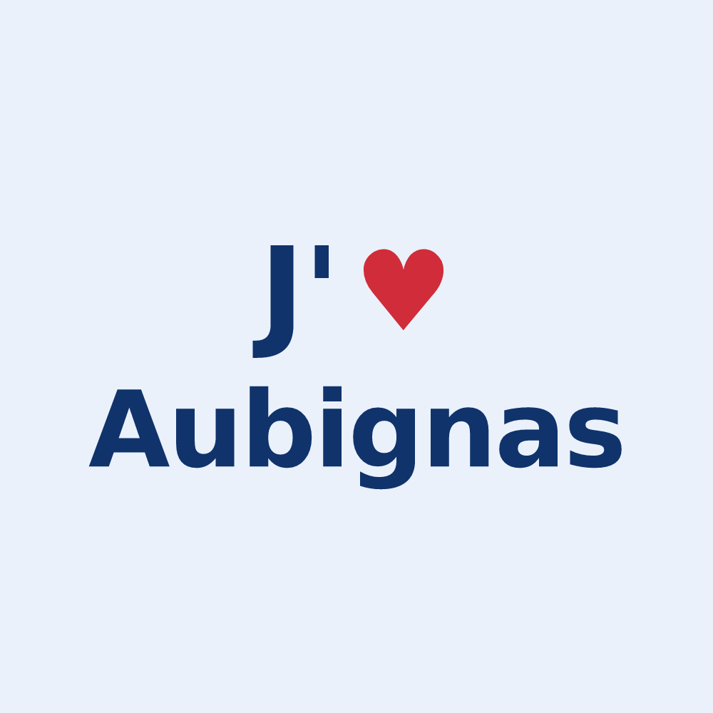 Sticker personnalisé Aubignas — design J'aime Aubignas