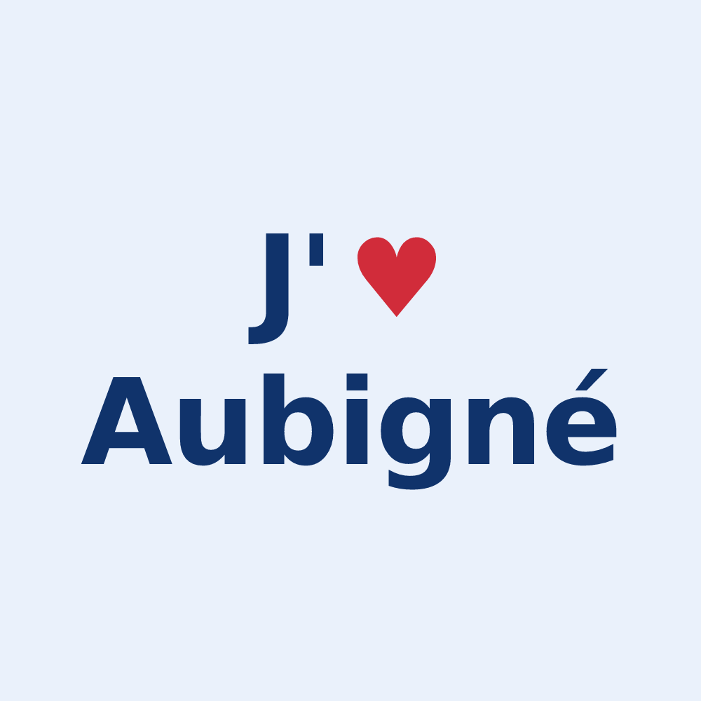 Sticker personnalisé Aubigné — design J'aime Aubigné