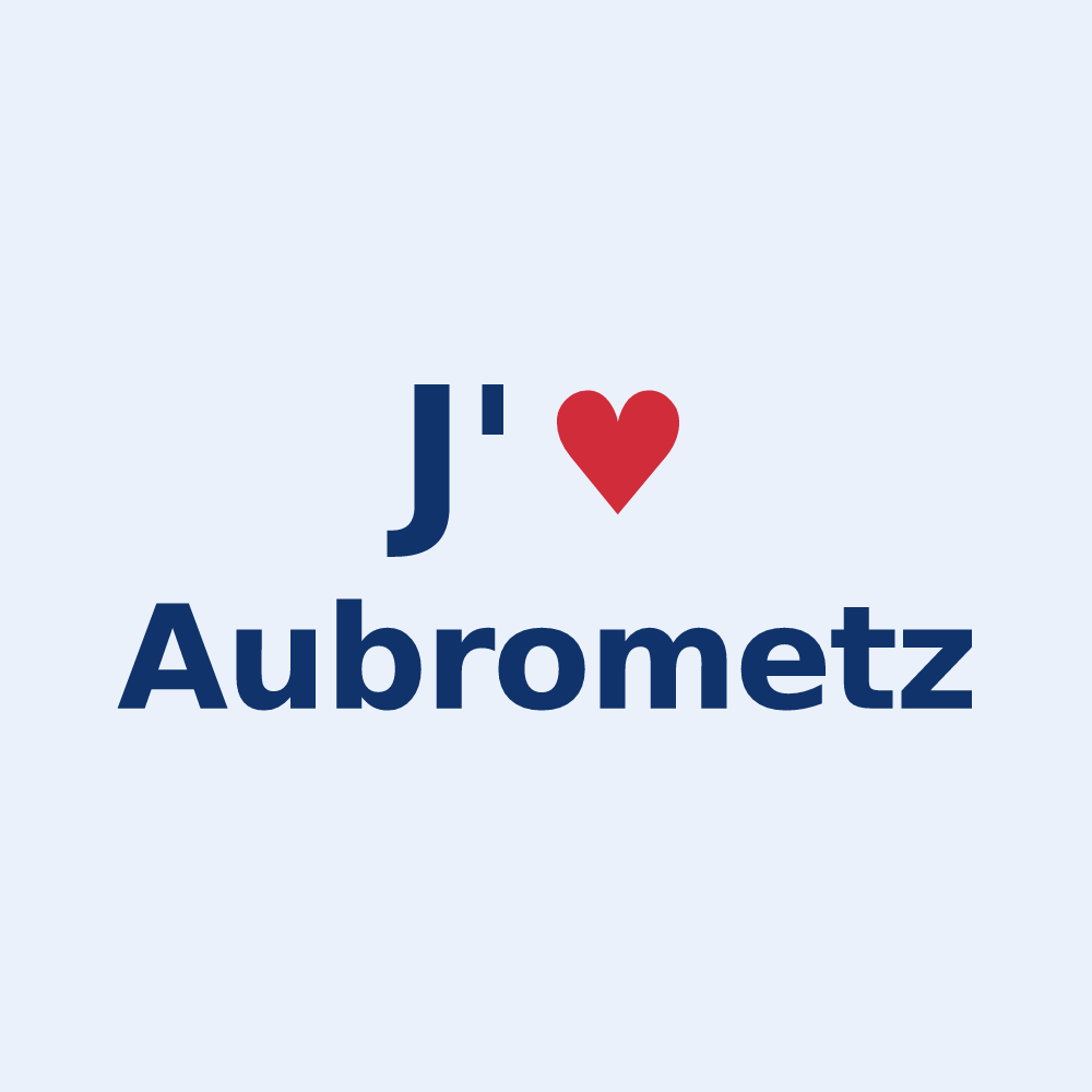 Sticker personnalisé Aubrometz — design J'aime Aubrometz