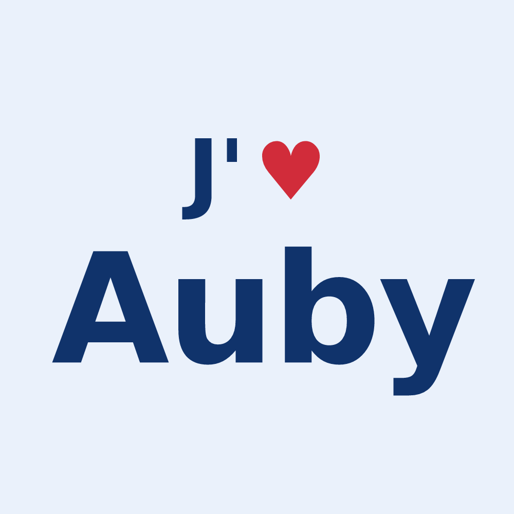 Sticker personnalisé Auby — design J'aime Auby