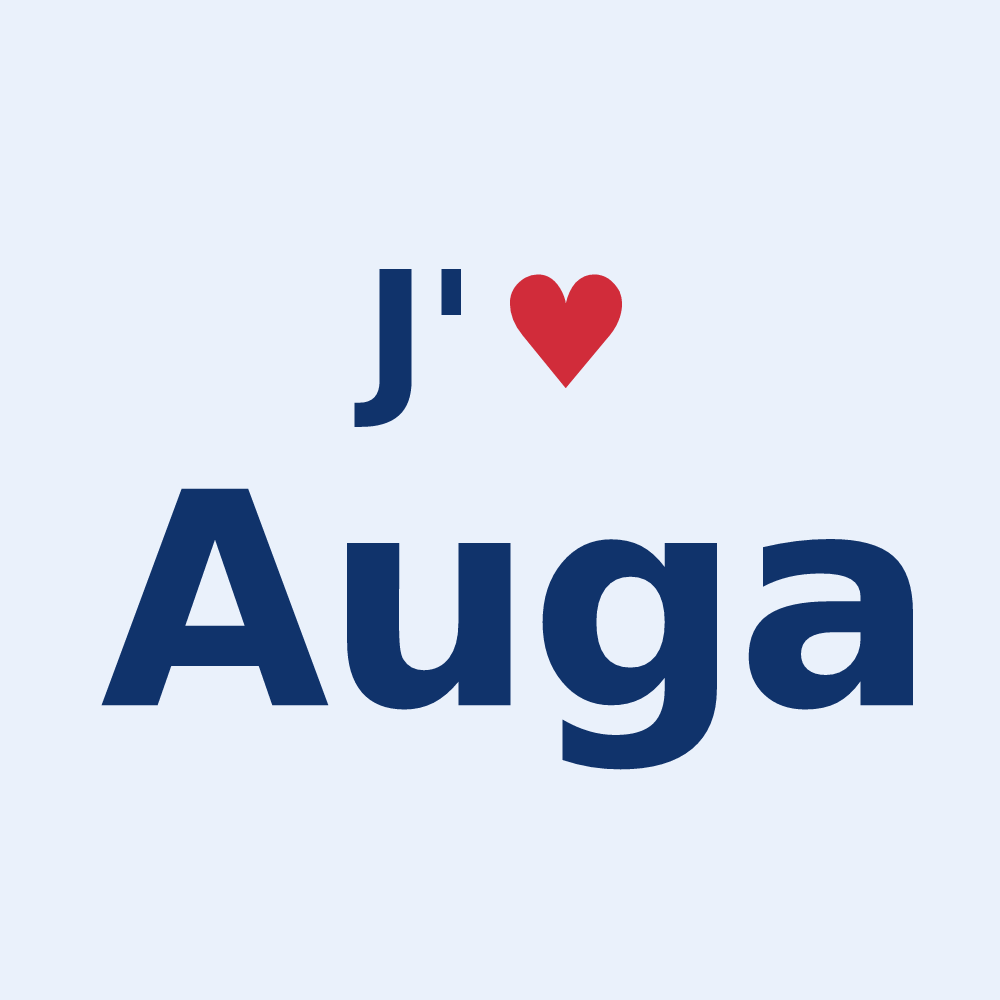 Sticker personnalisé Auga — design J'aime Auga