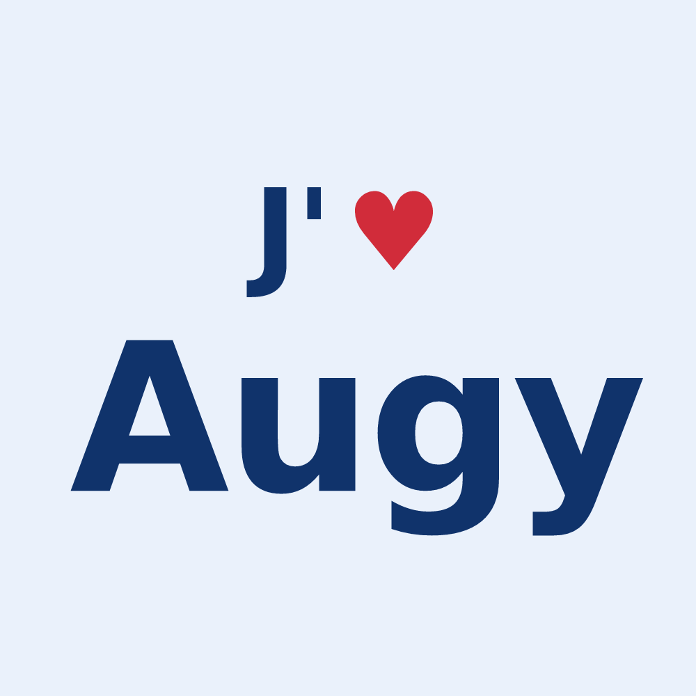 Sticker personnalisé Augy — design J'aime Augy