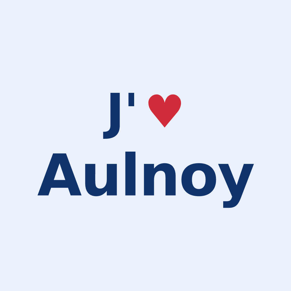 Sticker personnalisé Aulnoy — design « J'aime Aulnoy » imprimé sur le sticker