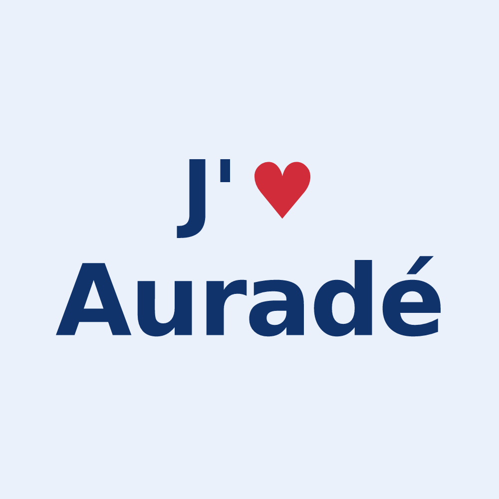 Sticker personnalisé Auradé — design « J'aime Auradé » imprimé sur le sticker