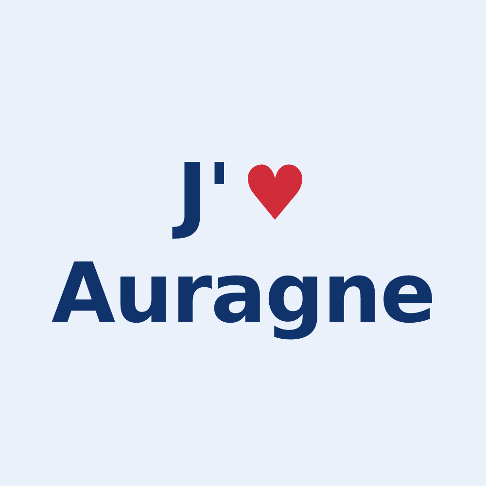 Sticker personnalisé Auragne — design J'aime Auragne