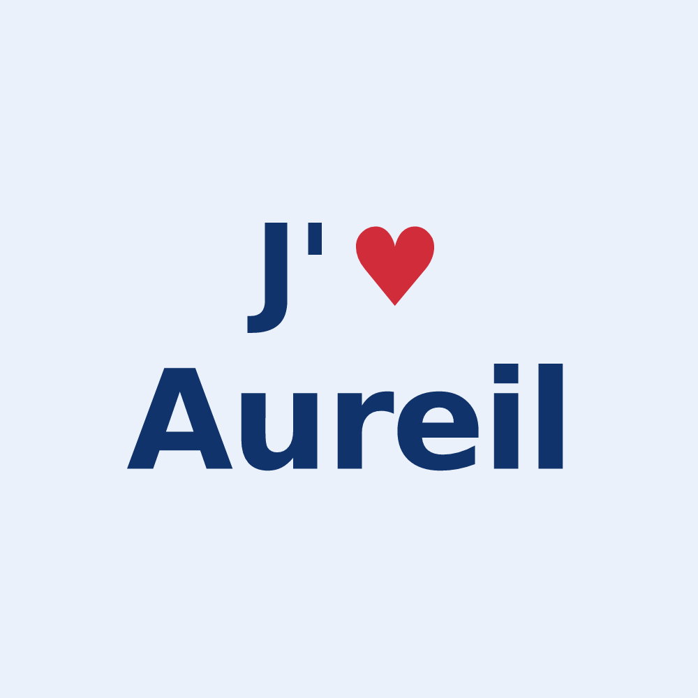 Sticker personnalisé Aureil — design « J'aime Aureil » imprimé sur le sticker