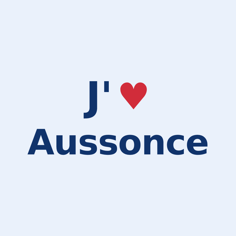 Sticker personnalisé Aussonce — design J'aime Aussonce