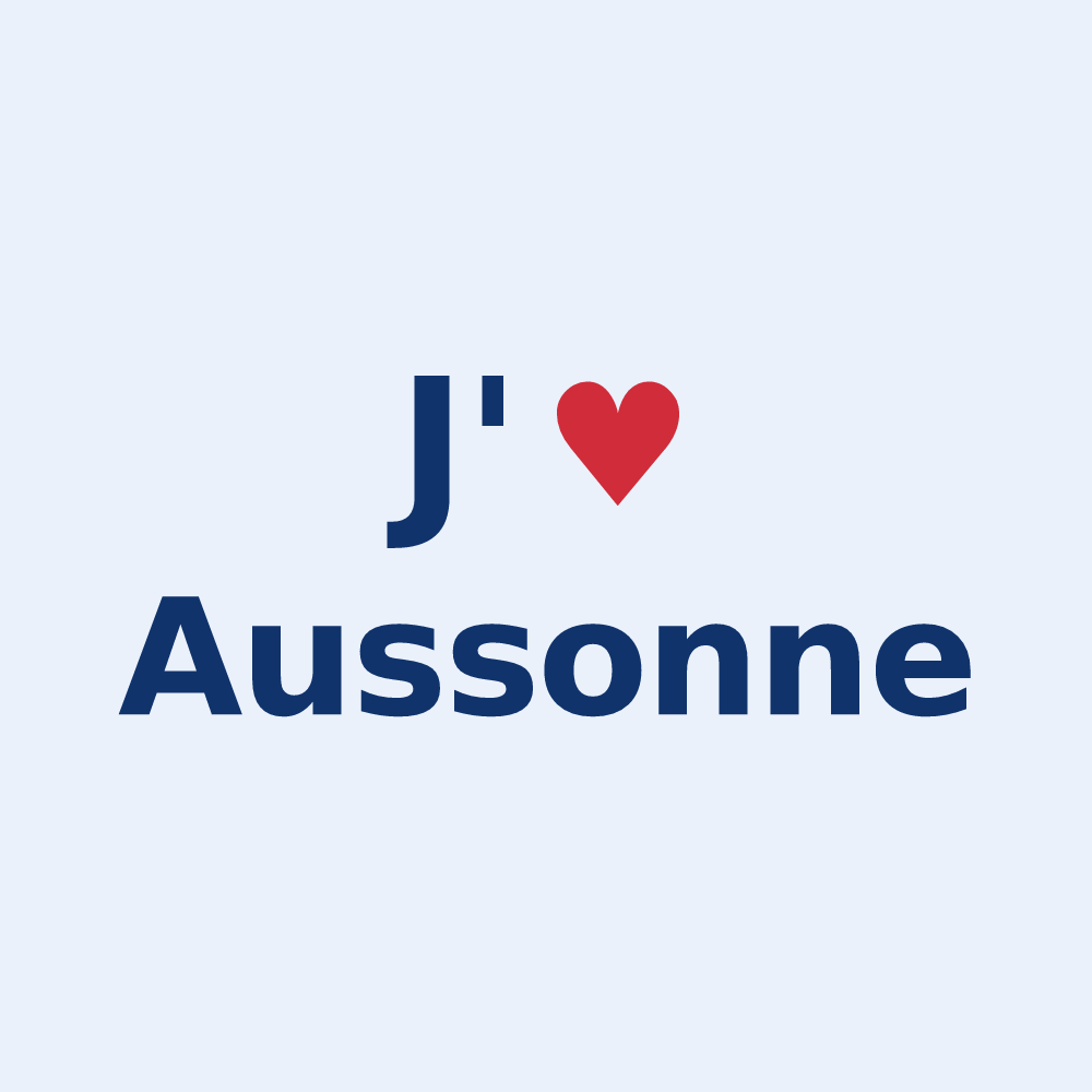 Sticker personnalisé Aussonne — design J'aime Aussonne