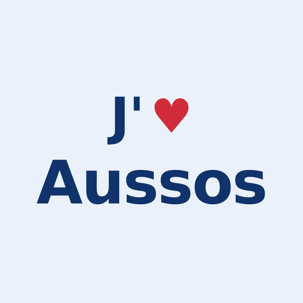 Sticker personnalisé Aussos — design J'aime Aussos