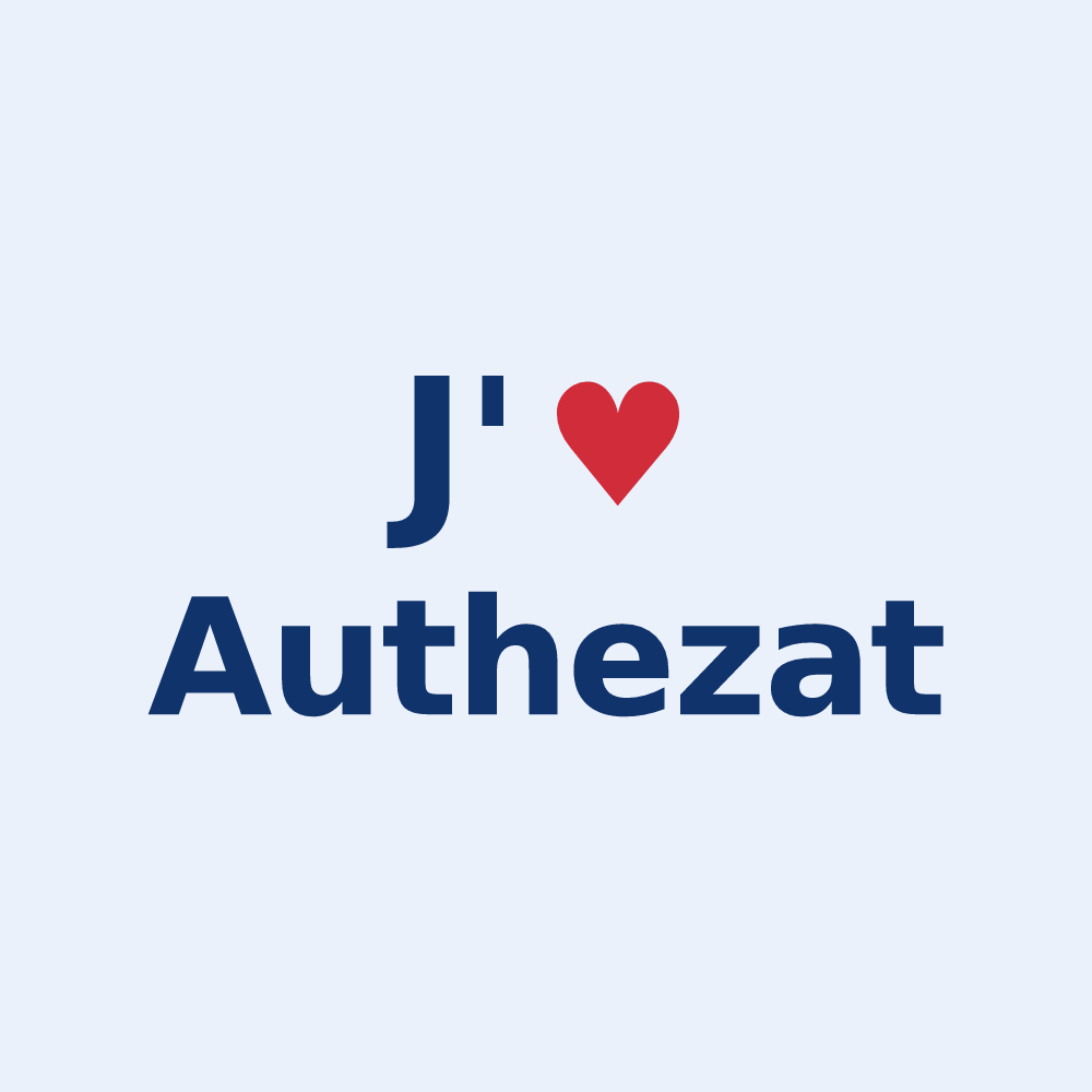 Sticker personnalisé Authezat — design « J'aime Authezat » imprimé sur le sticker