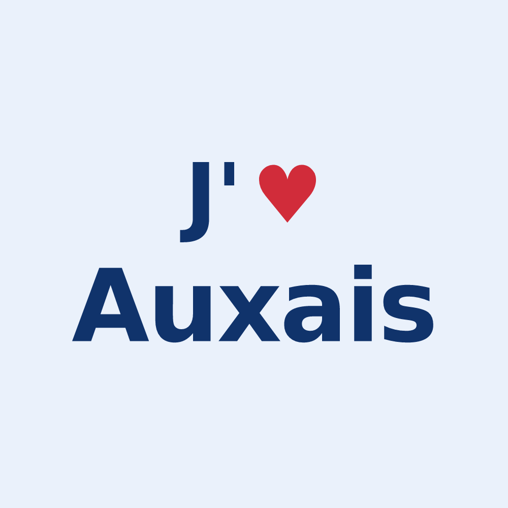 Sticker personnalisé Auxais — design J'aime Auxais