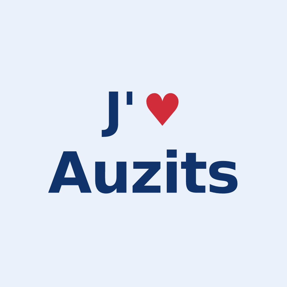 Sticker personnalisé Auzits — design « J'aime Auzits » imprimé sur le sticker