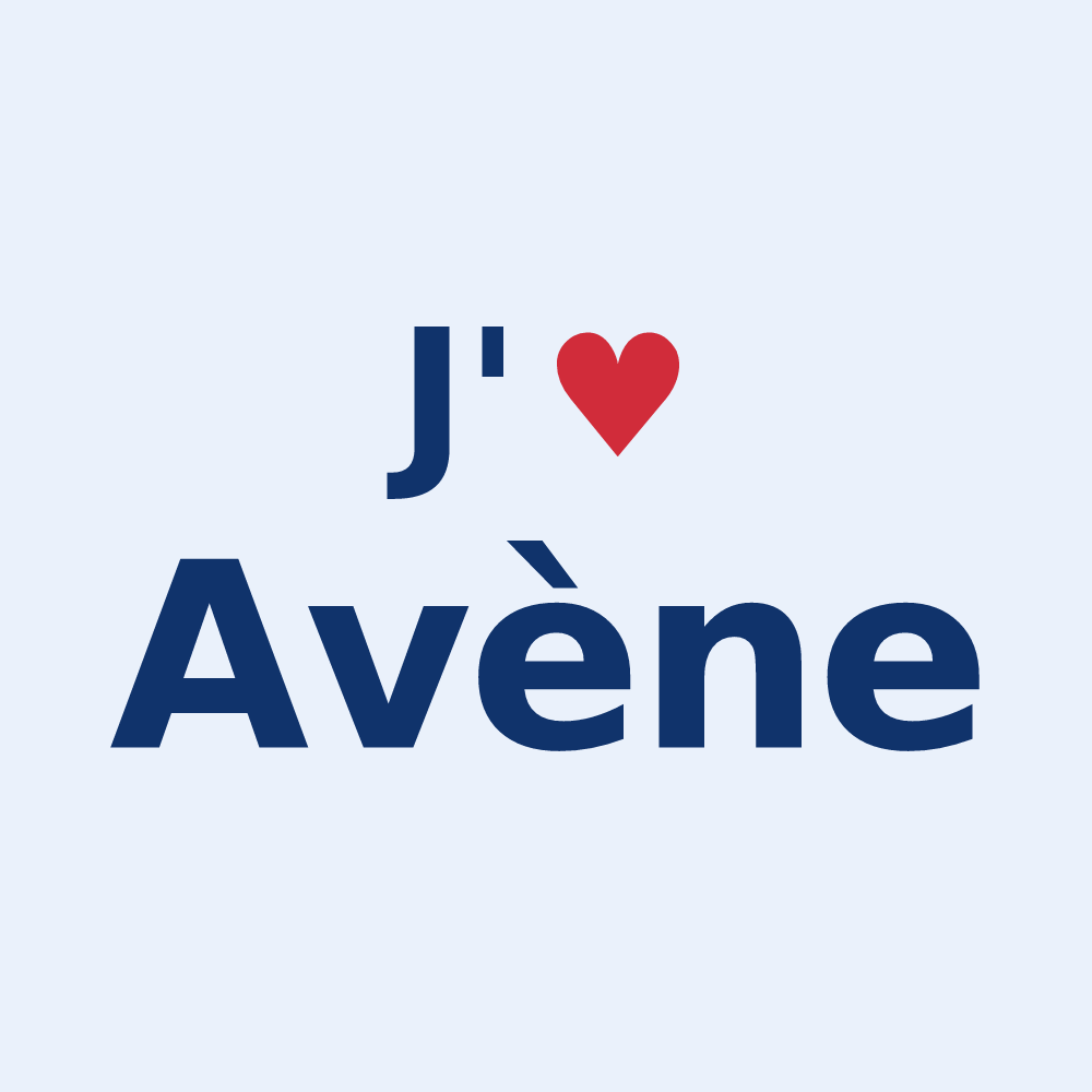 Sticker personnalisé Avène — design « J'aime Avène » imprimé sur le sticker