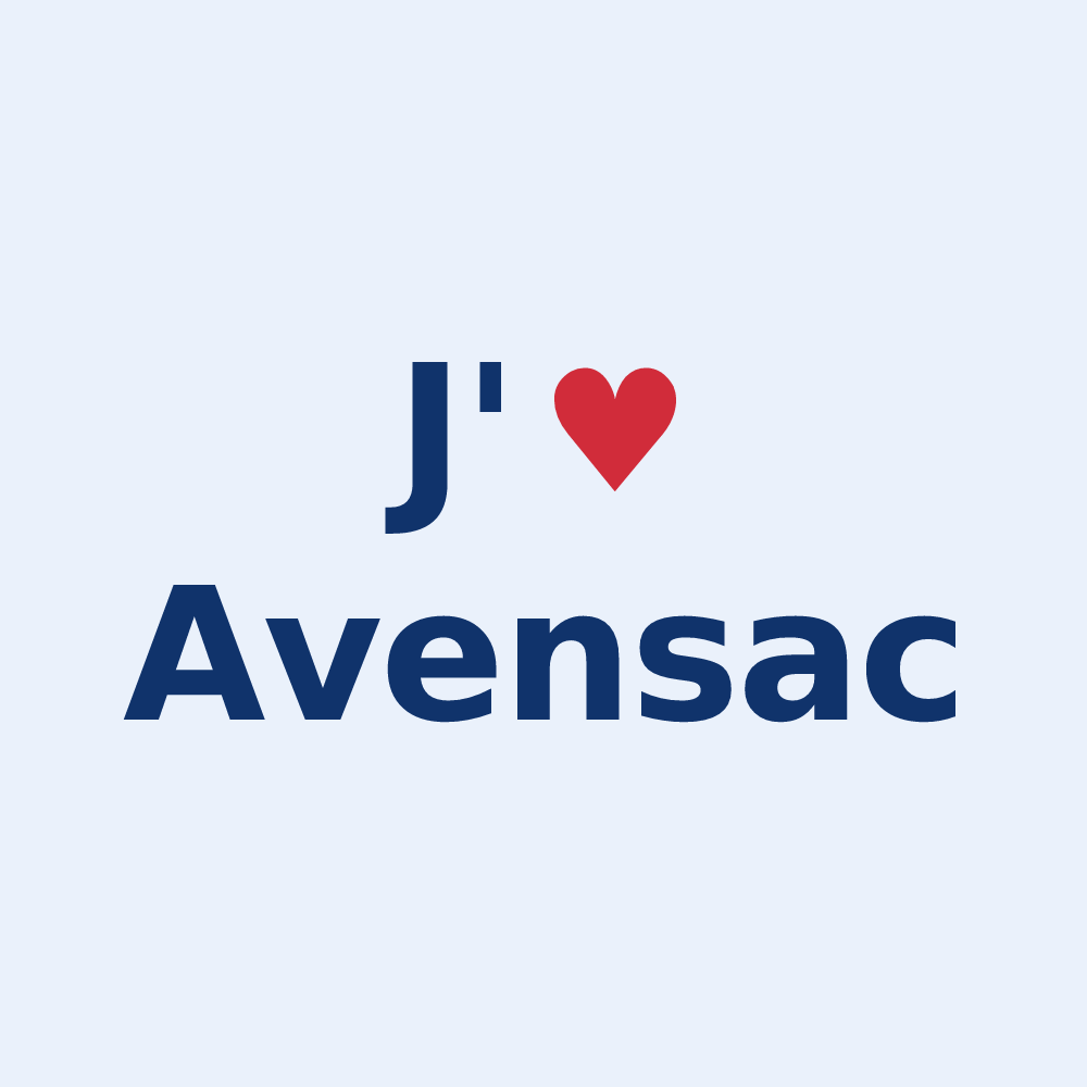 Sticker personnalisé Avensac — design J'aime Avensac