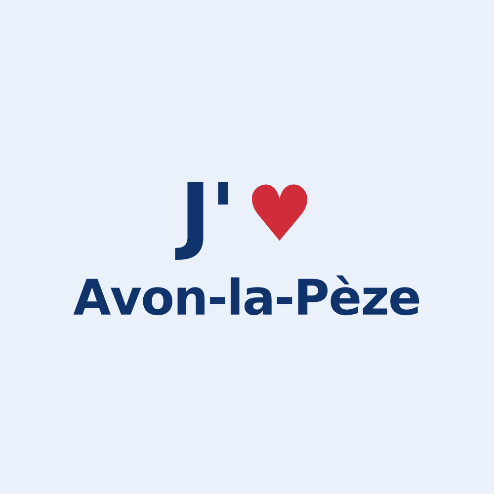 Sticker personnalisé Avon-la-Pèze — design « J'aime Avon-la-Pèze » imprimé sur le sticker