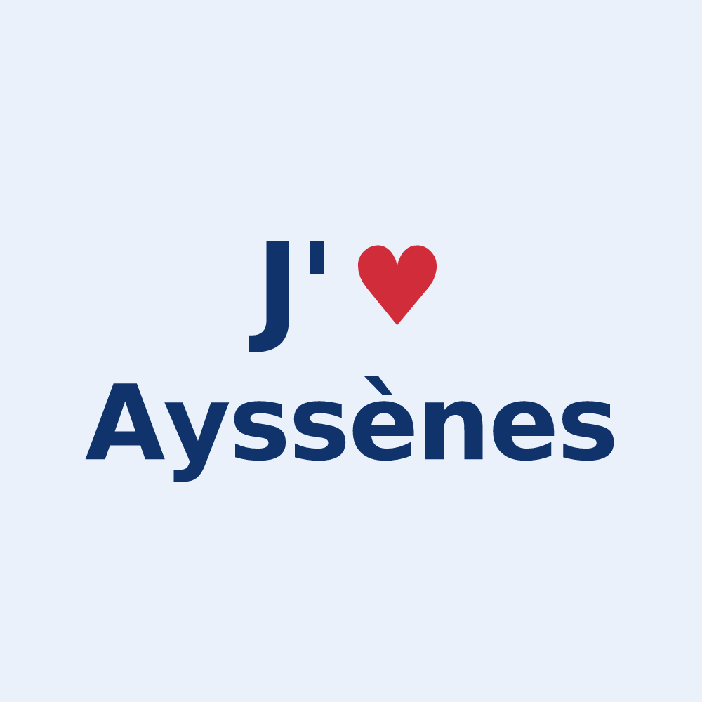 Sticker personnalisé Ayssènes — design « J'aime Ayssènes » imprimé sur le sticker