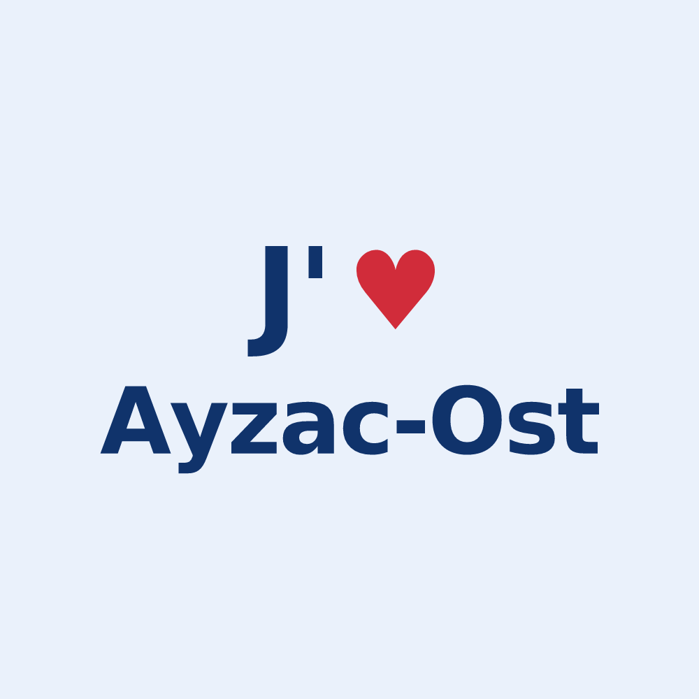 Sticker personnalisé Ayzac-Ost — design « J'aime Ayzac-Ost » imprimé sur le sticker