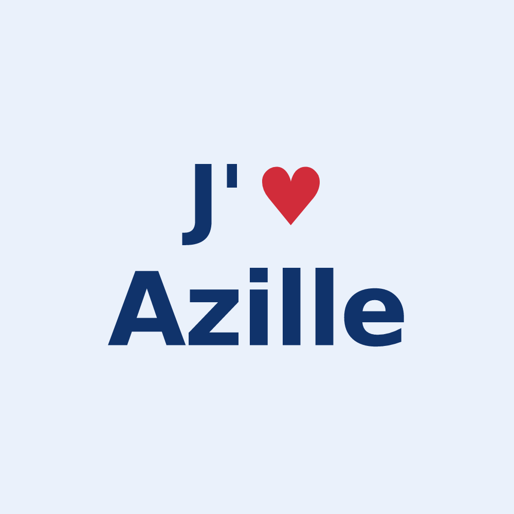 Sticker personnalisé Azille — design « J'aime Azille » imprimé sur le sticker