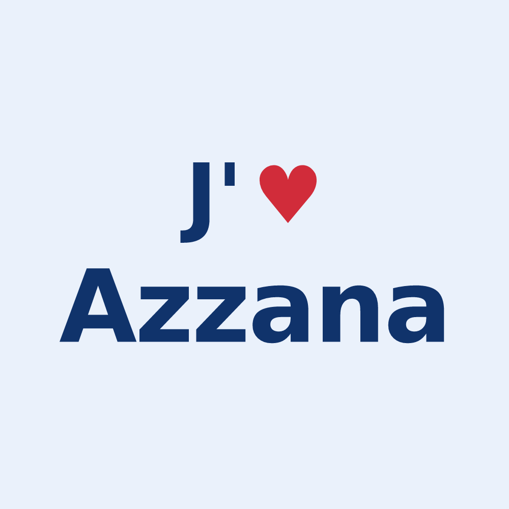 Sticker personnalisé Azzana — design « J'aime Azzana » imprimé sur le sticker