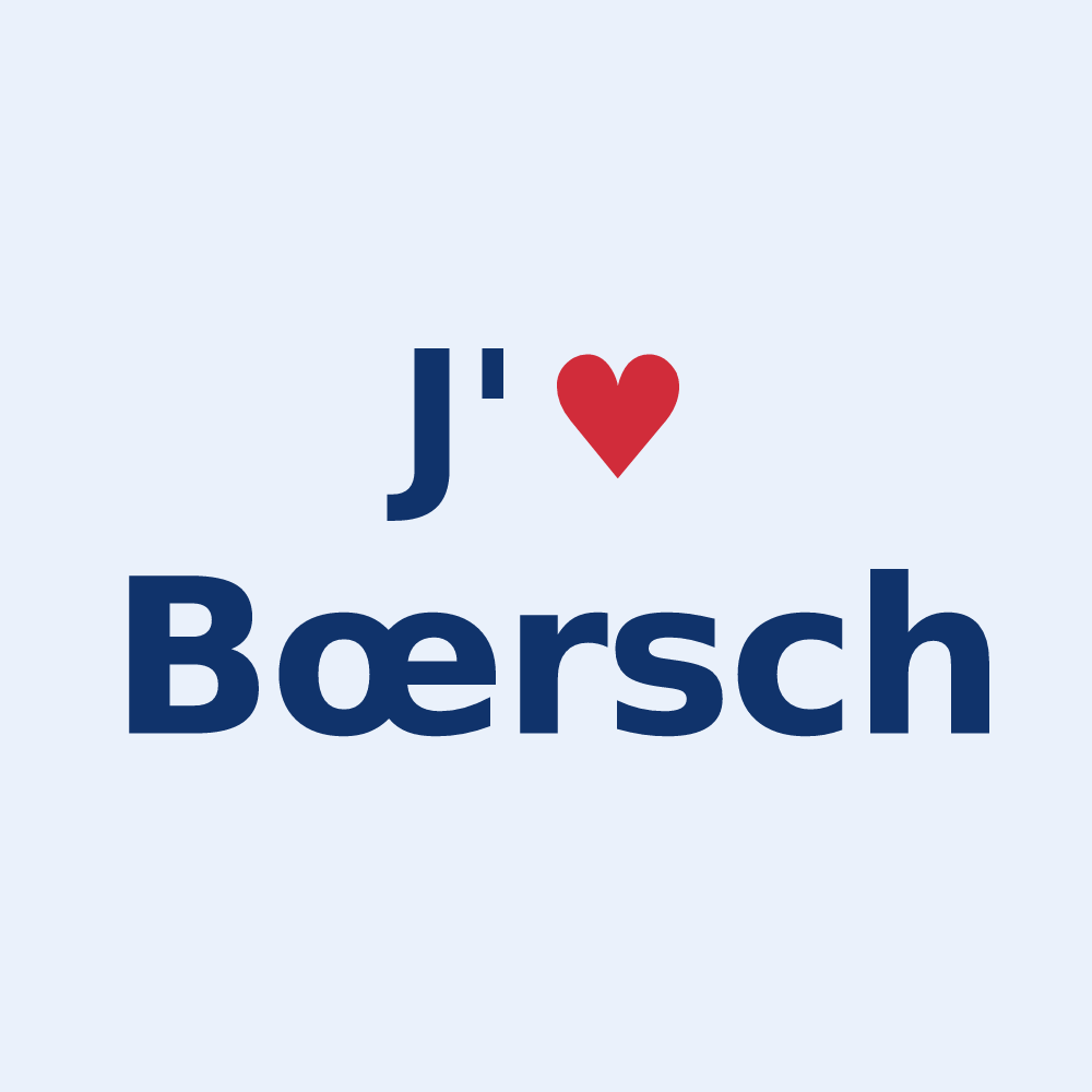 Sticker personnalisé Bœrsch — design « J'aime Bœrsch » imprimé sur le sticker