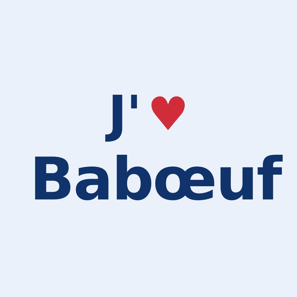 Sticker personnalisé Babœuf — design J'aime Babœuf