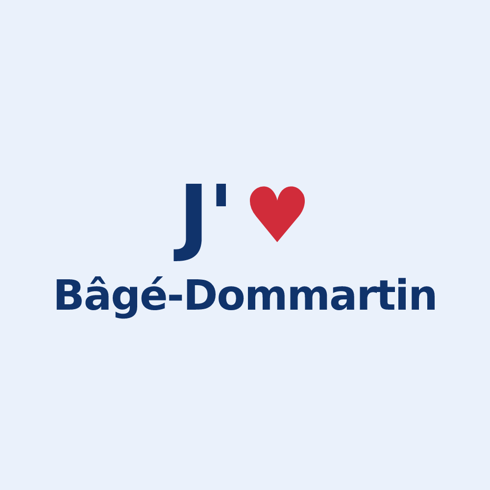 Sticker personnalisé Bâgé-Dommartin — design J'aime Bâgé-Dommartin