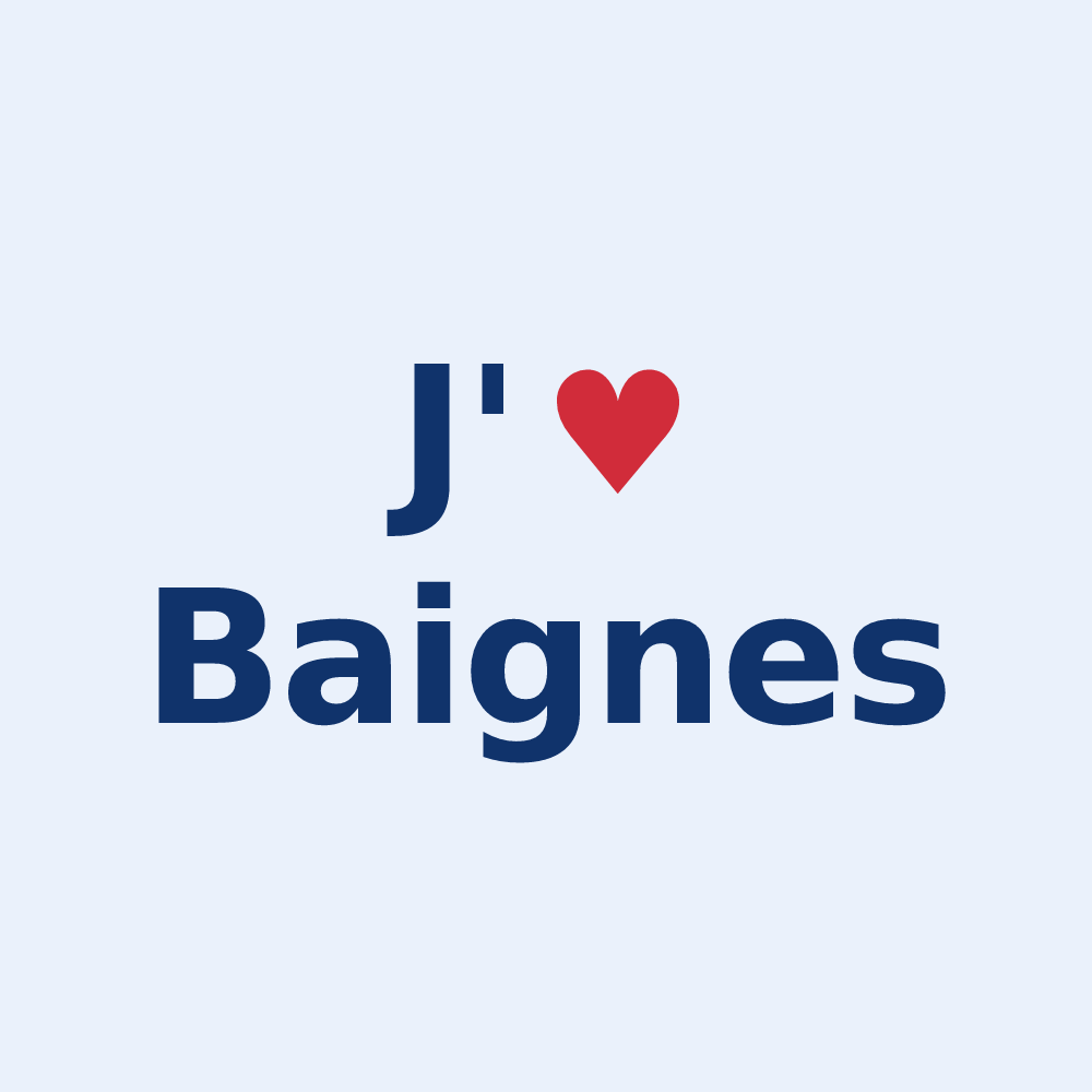 Sticker personnalisé Baignes — design J'aime Baignes