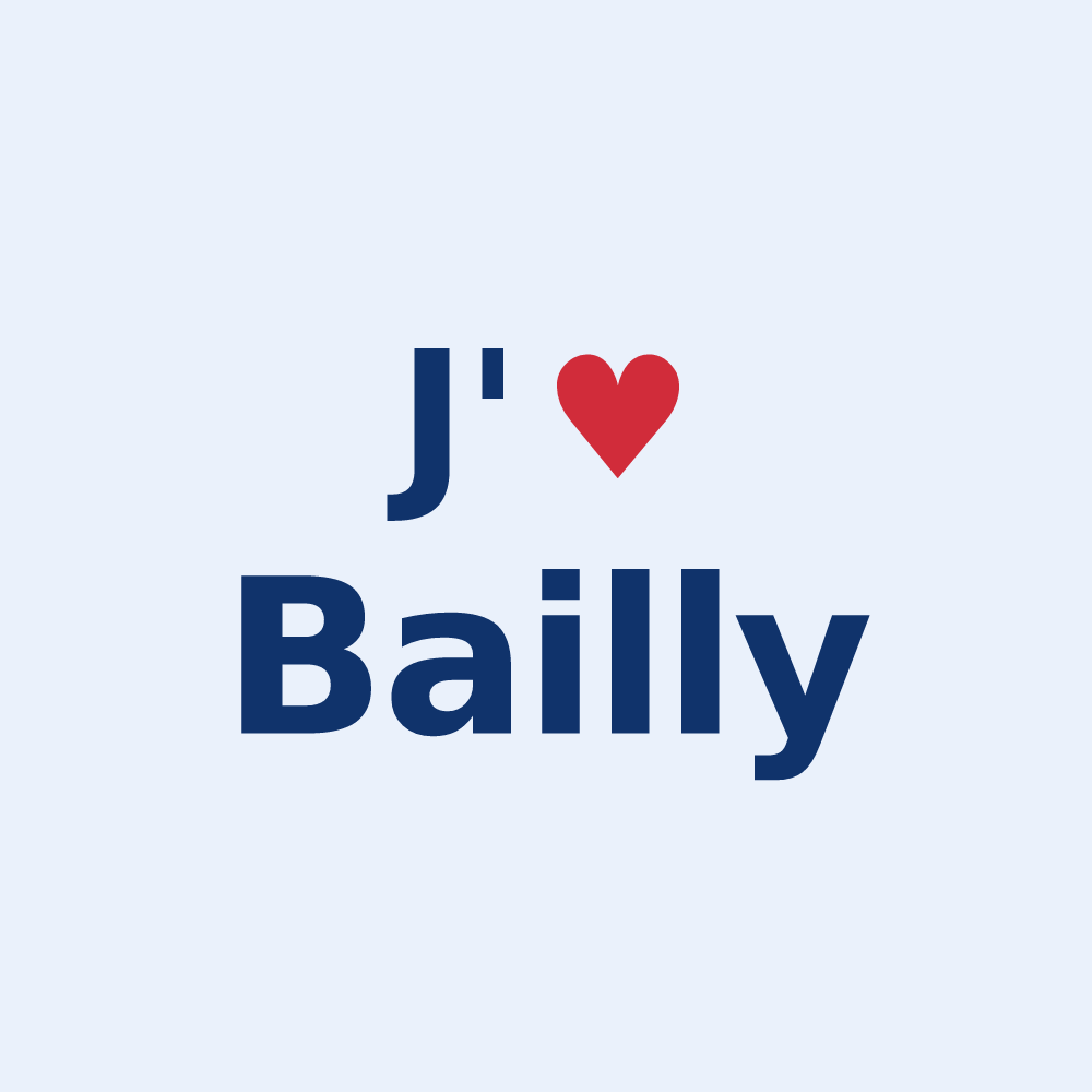 Sticker personnalisé Bailly — design J'aime Bailly