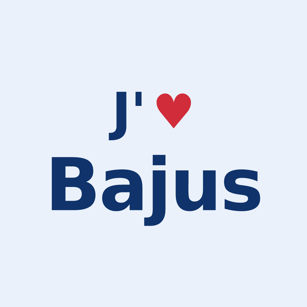 Sticker personnalisé Bajus — design « J'aime Bajus » imprimé sur le sticker
