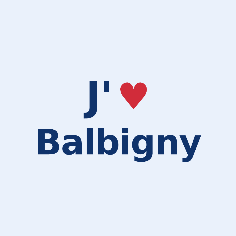 Sticker personnalisé Balbigny — design « J'aime Balbigny » imprimé sur le sticker
