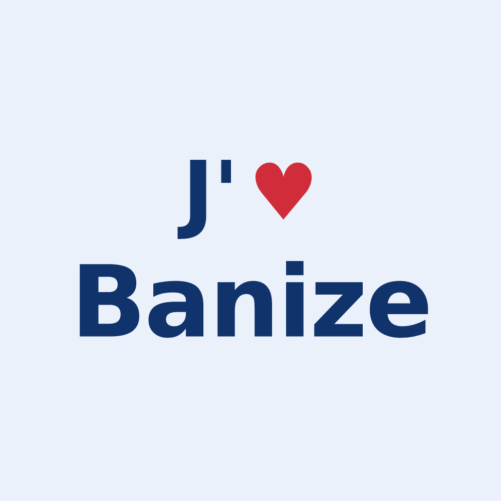 Sticker personnalisé Banize — design « J'aime Banize » imprimé sur le sticker