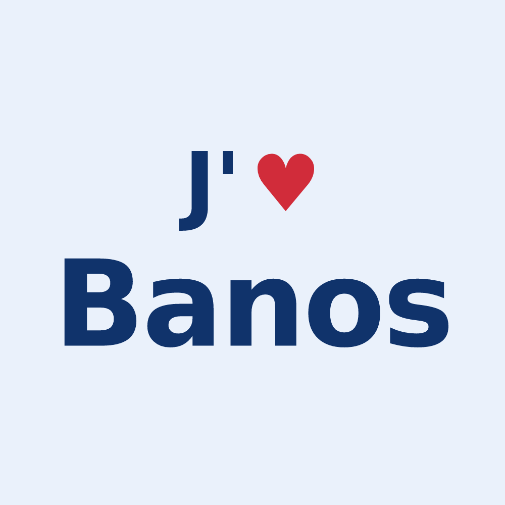 Sticker personnalisé Banos — design « J'aime Banos » imprimé sur le sticker