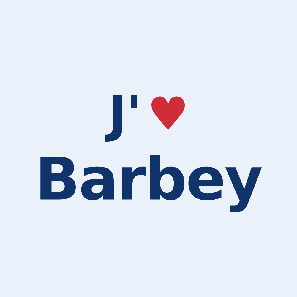 Sticker personnalisé Barbey — design J'aime Barbey