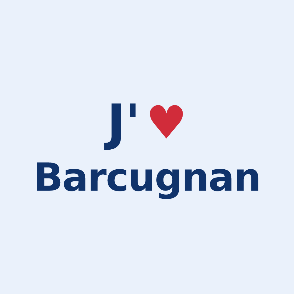 Sticker personnalisé Barcugnan — design « J'aime Barcugnan » imprimé sur le sticker