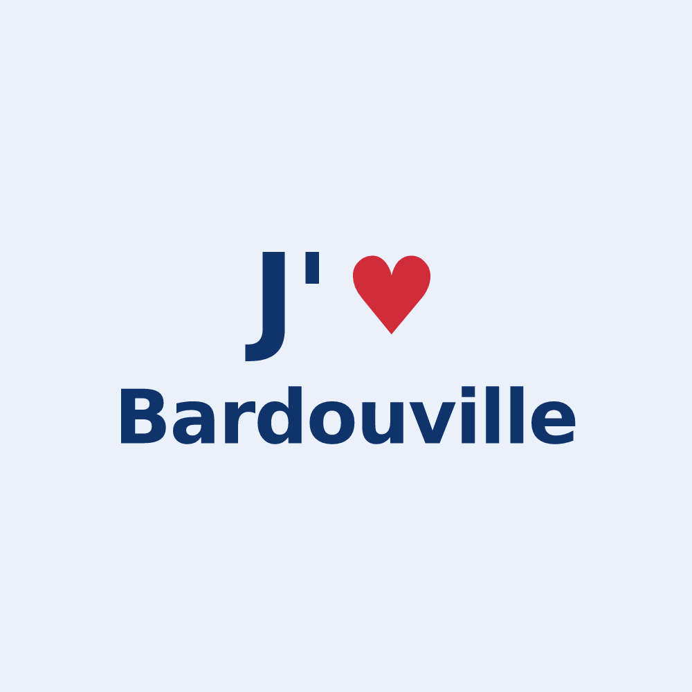 Sticker personnalisé Bardouville — design « J'aime Bardouville » imprimé sur le sticker