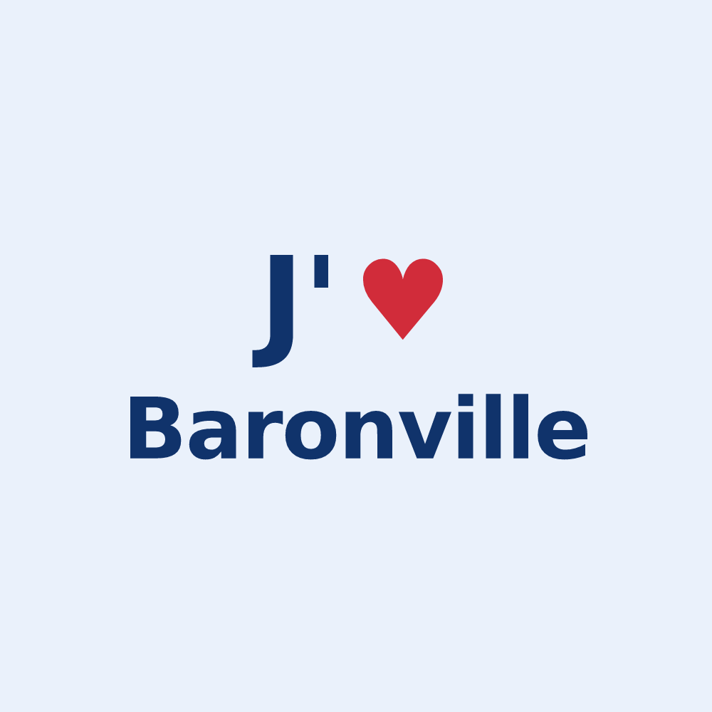 Sticker personnalisé Baronville — design « J'aime Baronville » imprimé sur le sticker